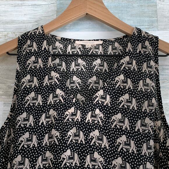 41Hawthorn Elephant Tank Top Blouse Black Beige V Neck StitchFix Womens Small - Picture 3 of 8